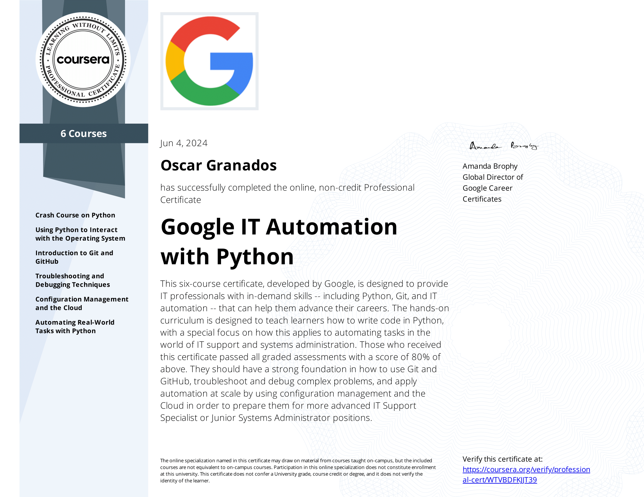 Google IT Automation with Python